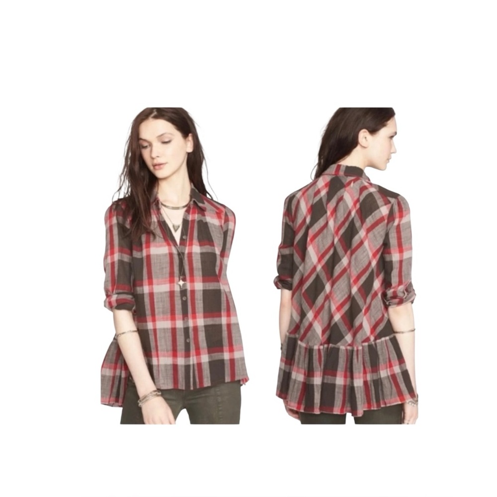 Free People Preppy In Plaid Button Down Shirt